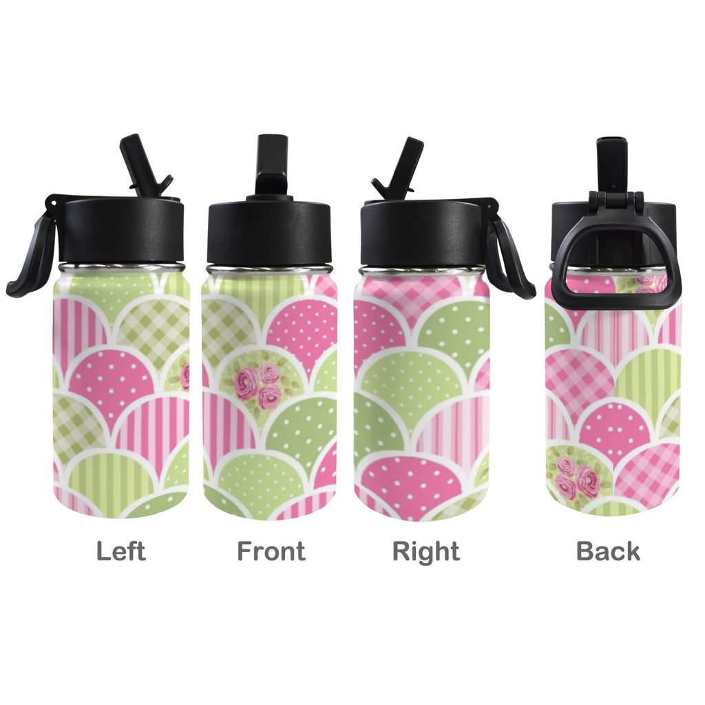 Floral Tabs 12oz Kids Water Bottle with Straw Lid