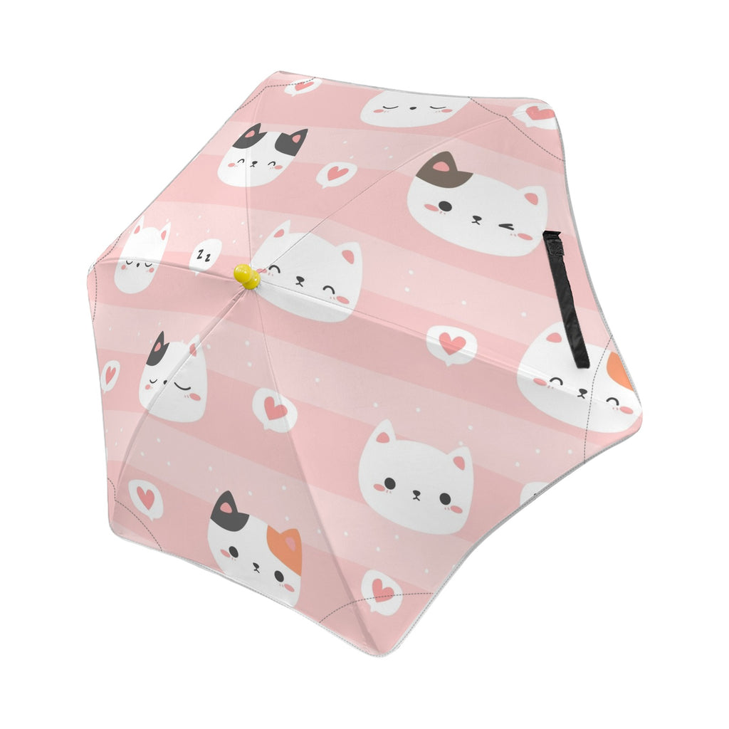 Pink Cats Kids Safe Round Corner Umbrella One Size Kids Safe Round Corner Umbrella animal Printed Offshore