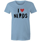 I Love Nerds, Heart - Womens T-shirt Carolina Blue Womens T-shirt Love Printed In Australia