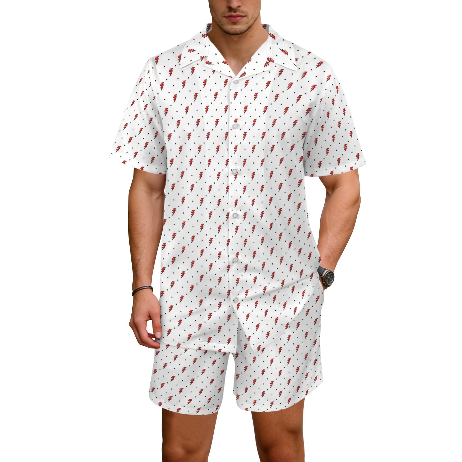 Red Lightning - Men's Hawaiian Shirt & Shorts Set