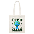 Earth, Just Keep It Clean Parcel Canvas Tote Bag Default Title Small Tote Bag Environment Printed In Australia