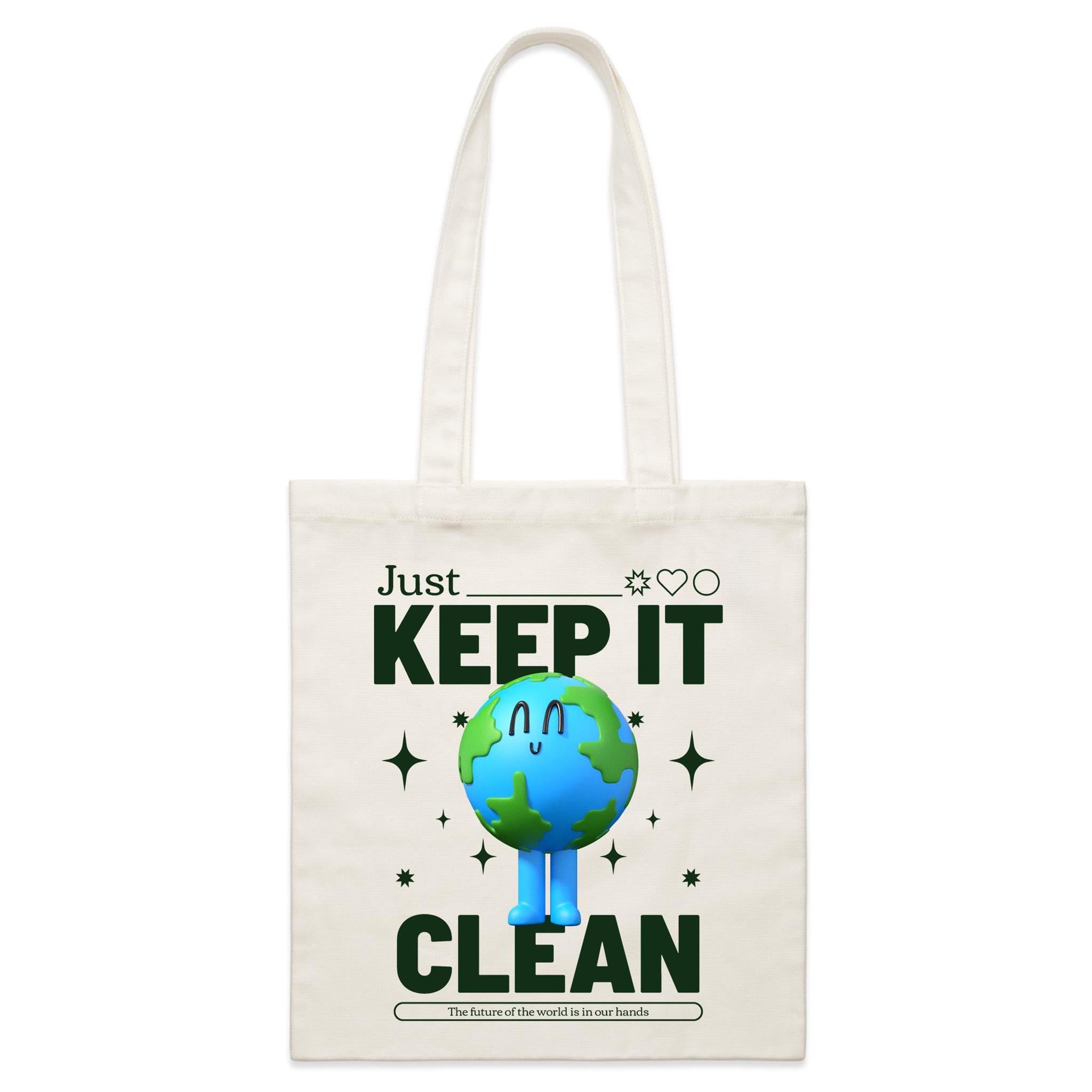 Earth, Just Keep It Clean - Parcel Canvas Tote Bag Default Title Small Tote Bag Environment Printed In Australia