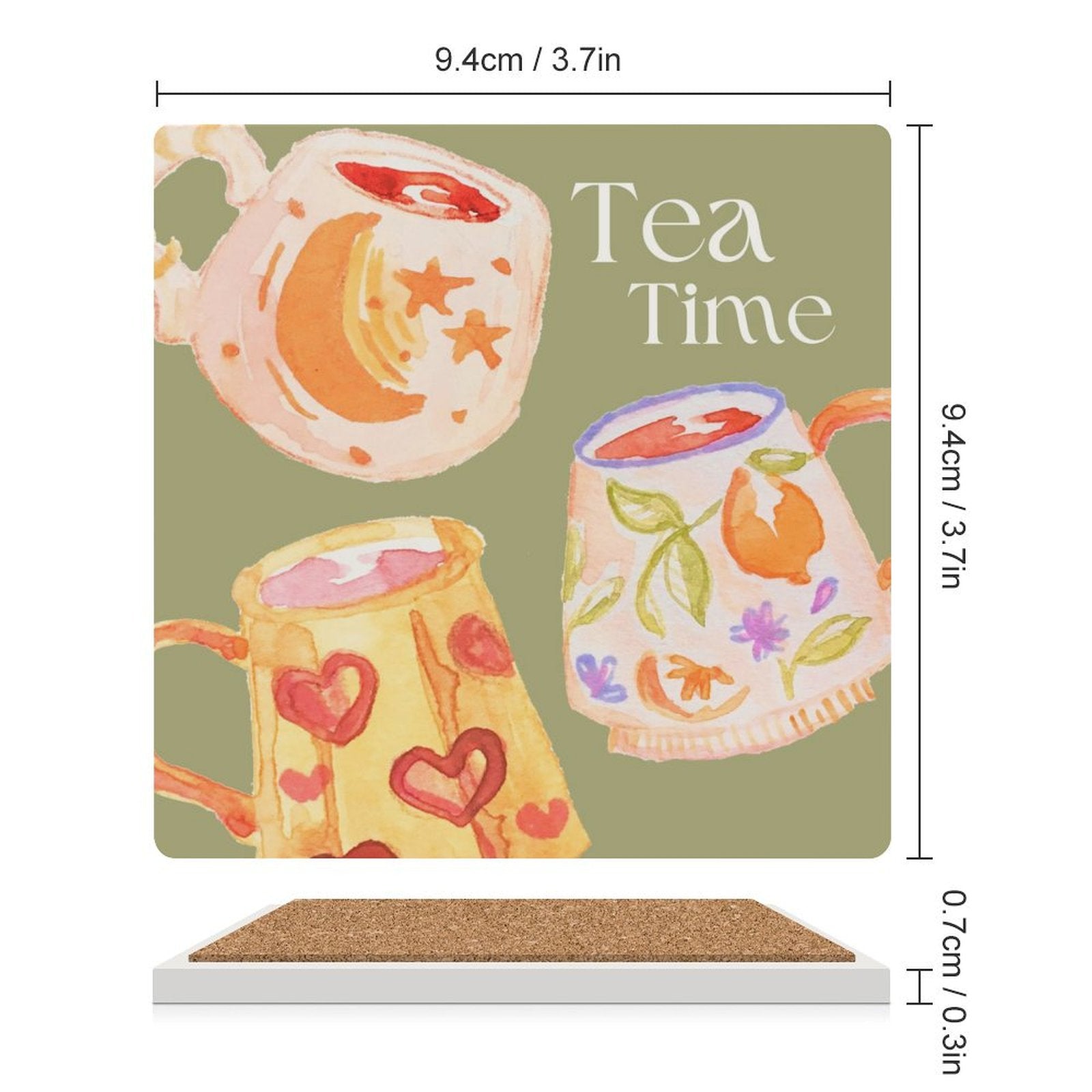 Tea Time - Ceramic Coasters (Square) Ceramic Coasters Printed Offshore Tea