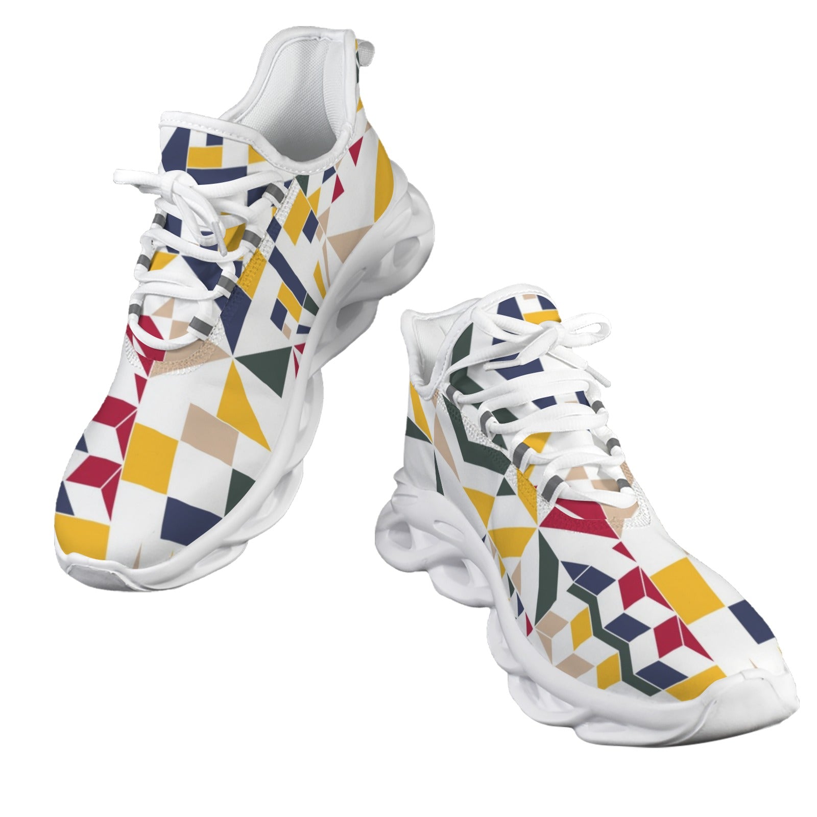 Colour Geometric Men's Twisted Sole Sneakers