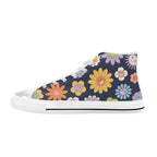 Groovy Flowers Kids High Top Canvas Shoes US6Y Kids High Top Canvas Shoes Plants Printed Offshore