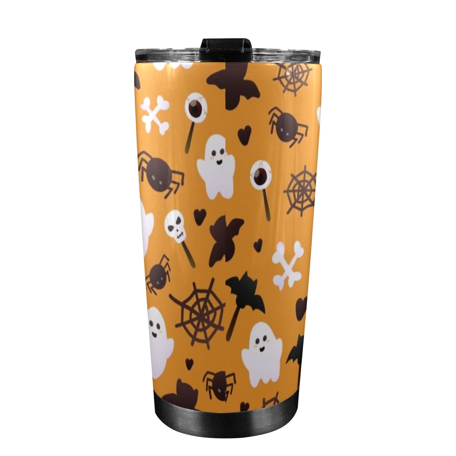 Halloween Ghosts 20oz Mobile Tumbler with Lid (Black Lock) 20oz Travel Mug Halloween Printed Offshore