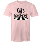 The Cats, Fab Four Crossing Road - Mens T-Shirt Pink Mens T-shirt animal Music Printed In Australia
