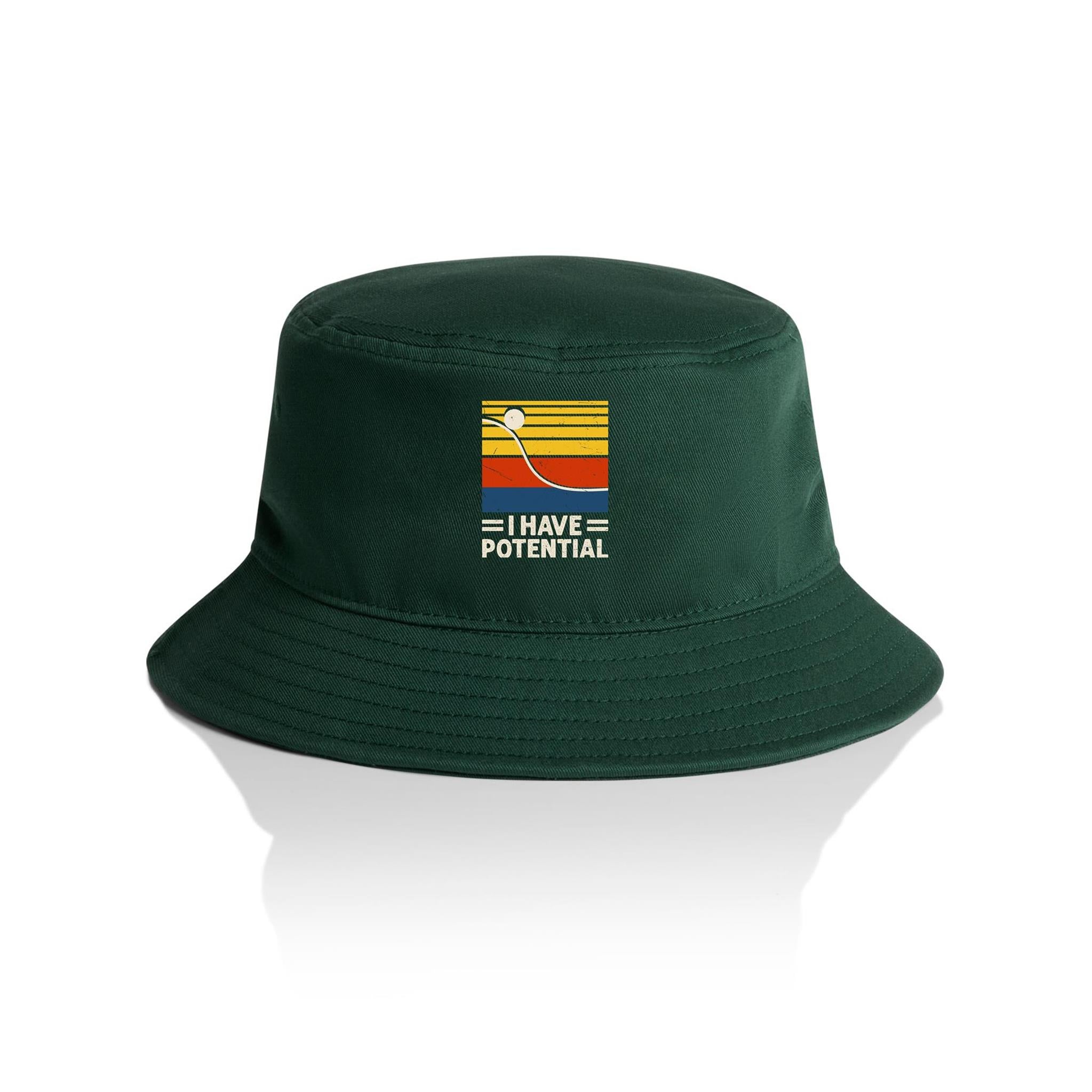 I Have Potential, Physics - AS Colour Bucket Hat Forest Green One Size As Colour Bucket Hat Printed In Australia Science