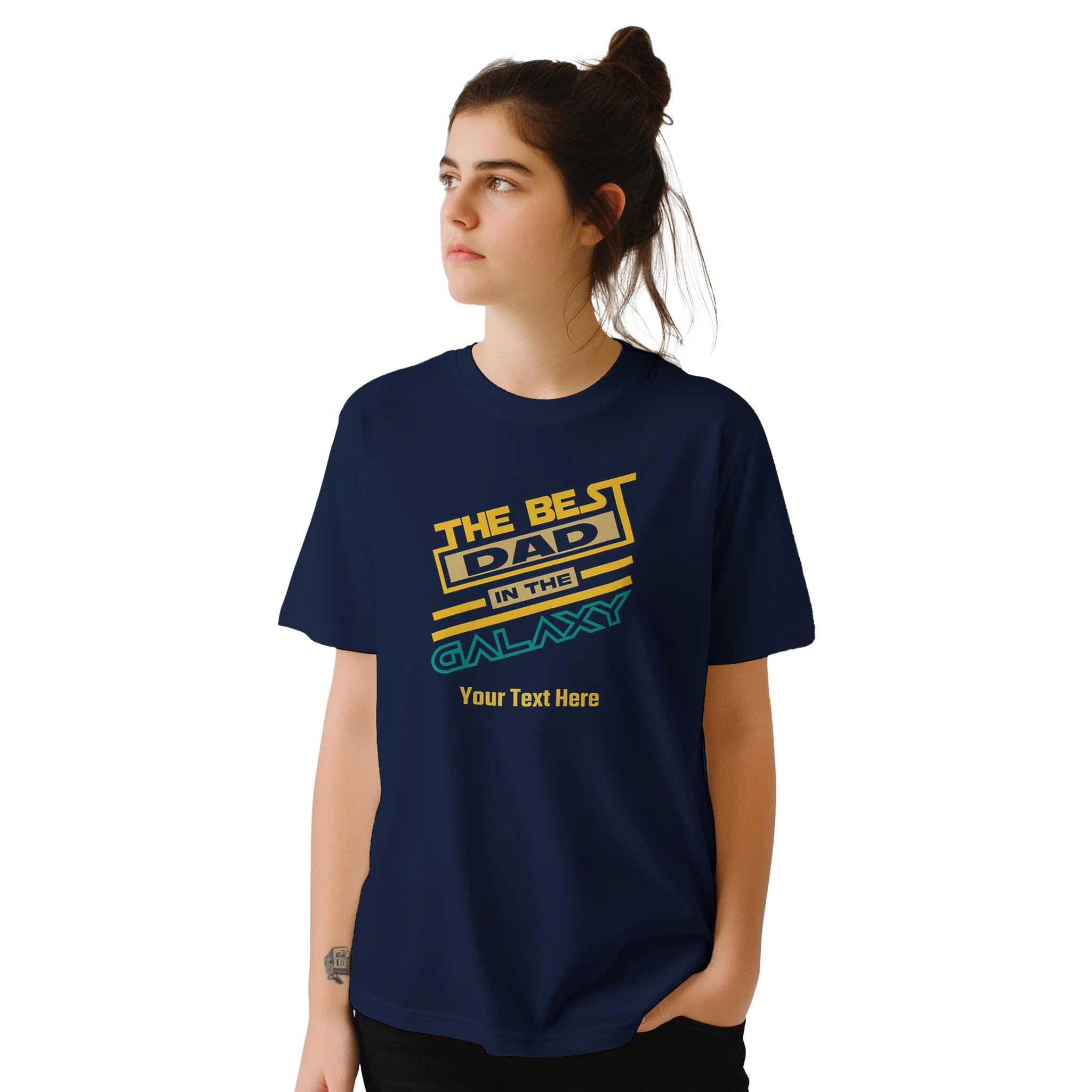 Personalised - The Best Dad In The Galaxy - Classic Unisex Crewneck T-shirt | Gildan® 64000 Personalised T-shirt Globally Fulfilled