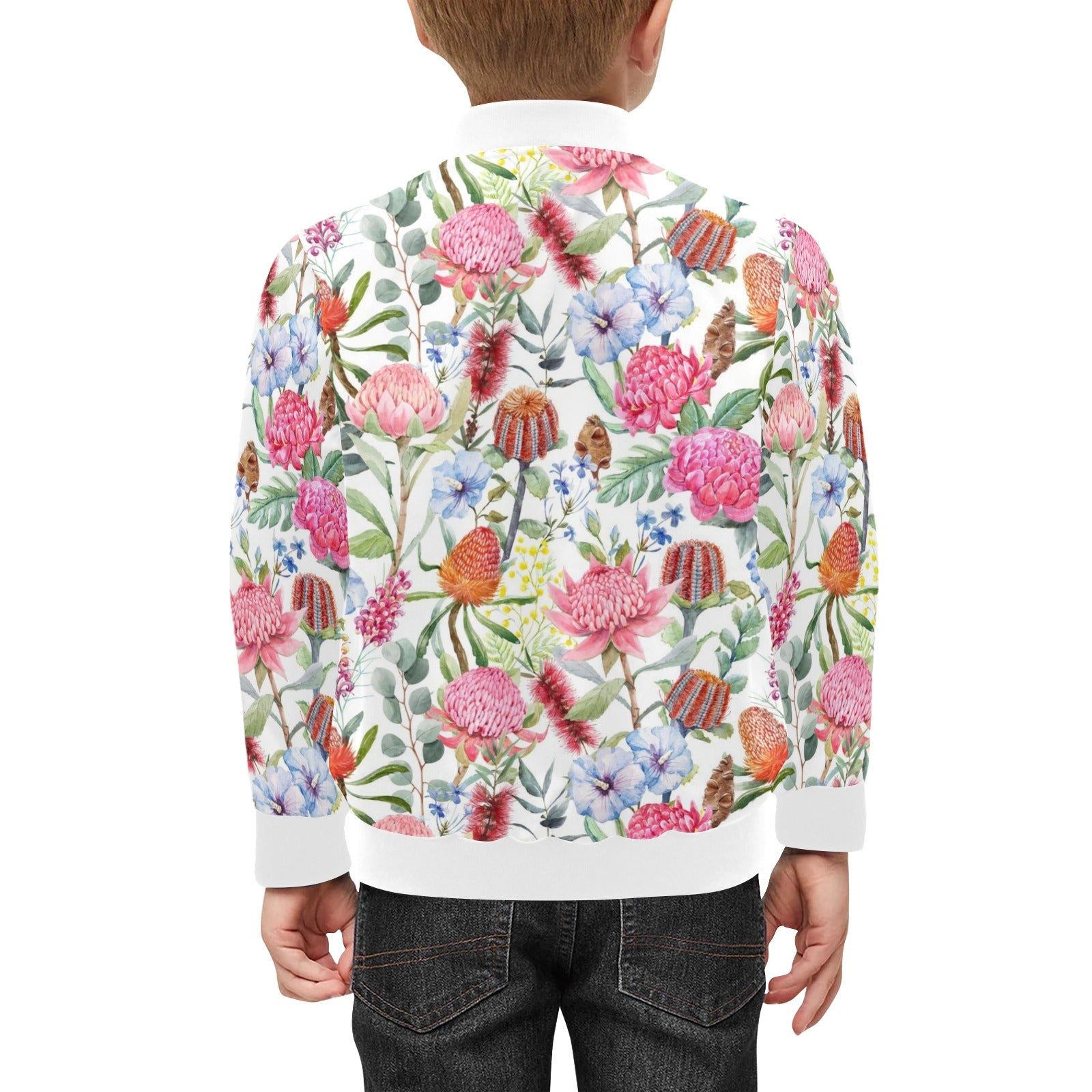 Australian Flowers Kids Bomber Jacket Kids Bomber Jacket Plants Printed Offshore