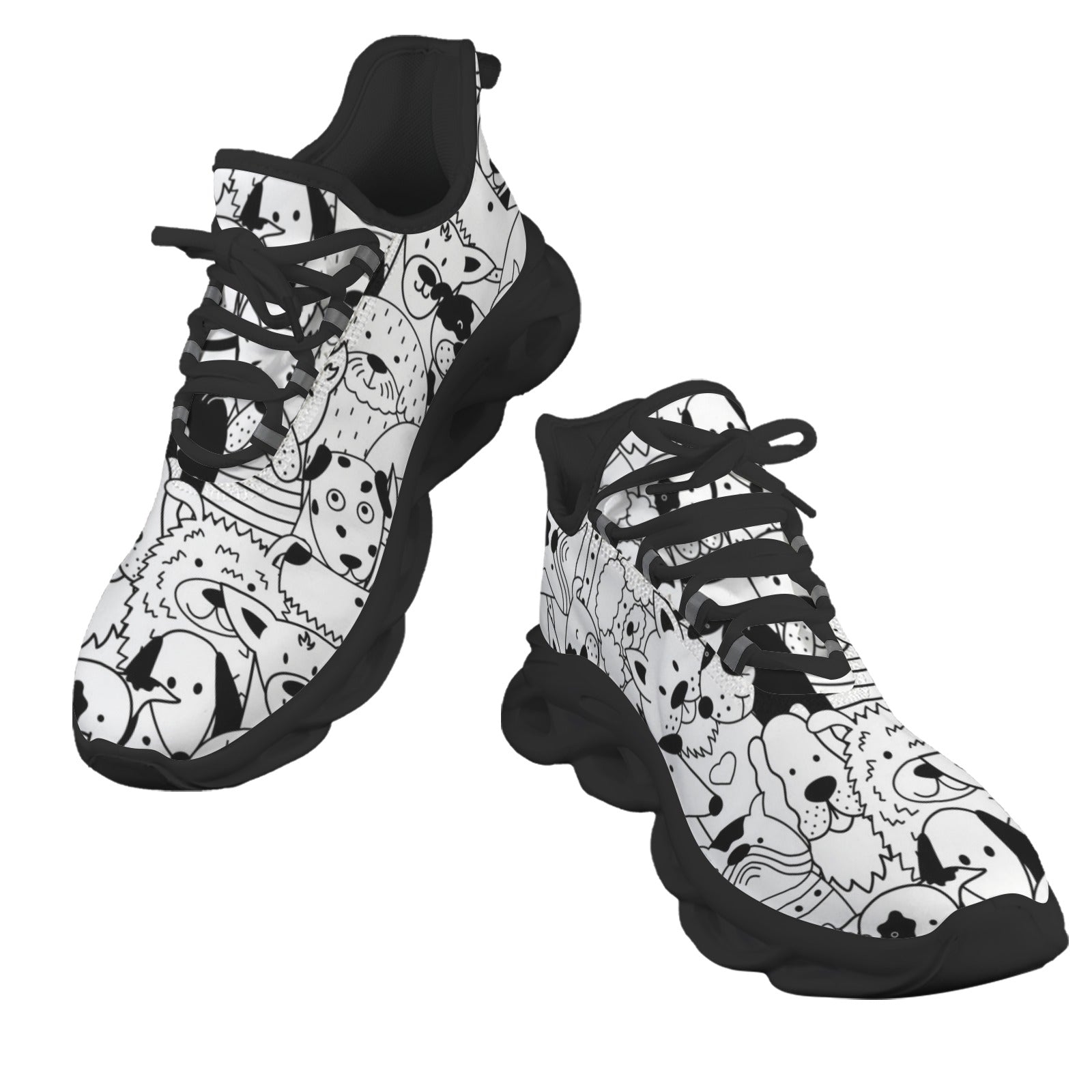 Black And White Dogs Women's Twisted Sole Sneakers