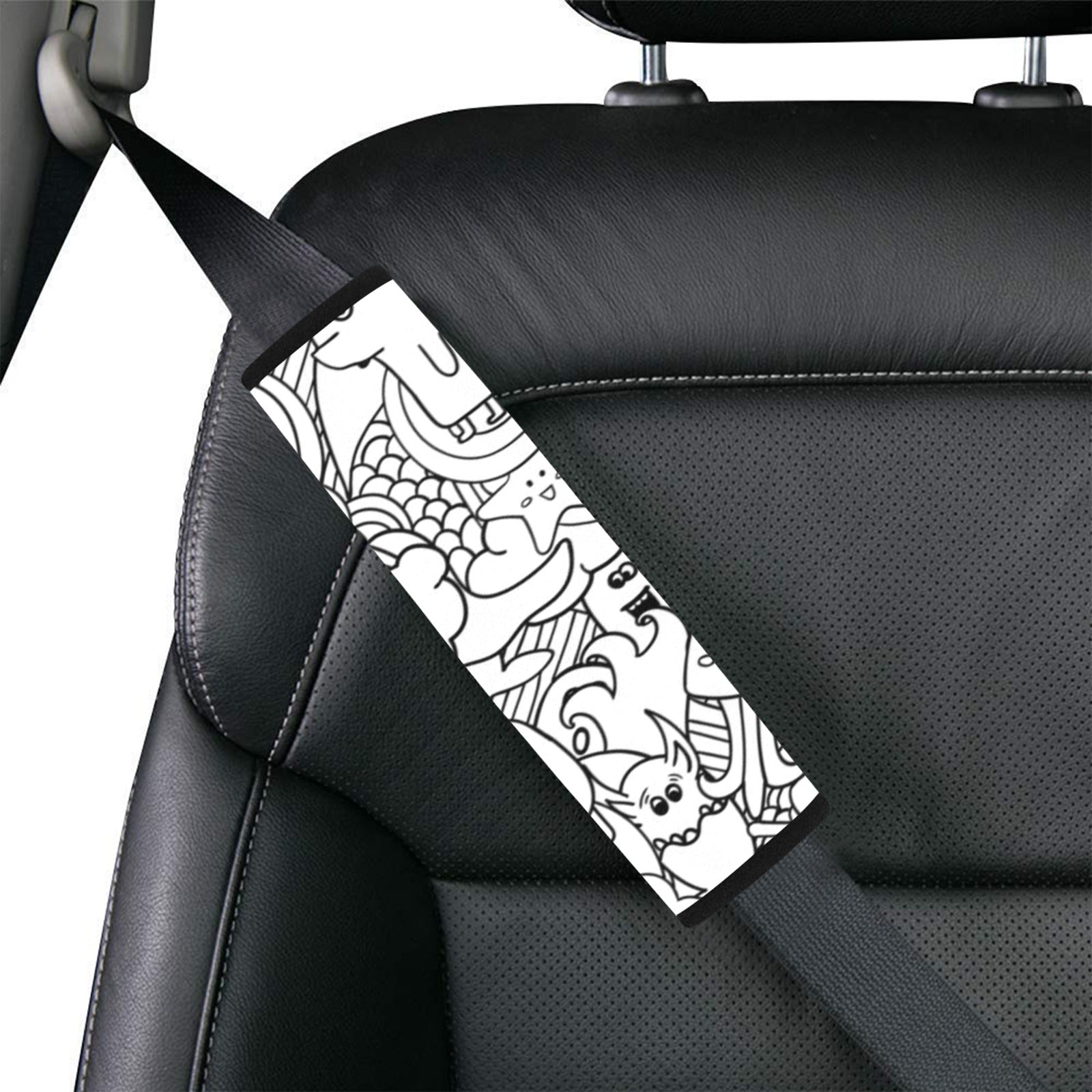 Black And White Creatures - Car Seat Belt Cover 7''x10'' (Pack of 2) Car Seat Belt Cover 7x10 (Pack of 2) Printed Offshore