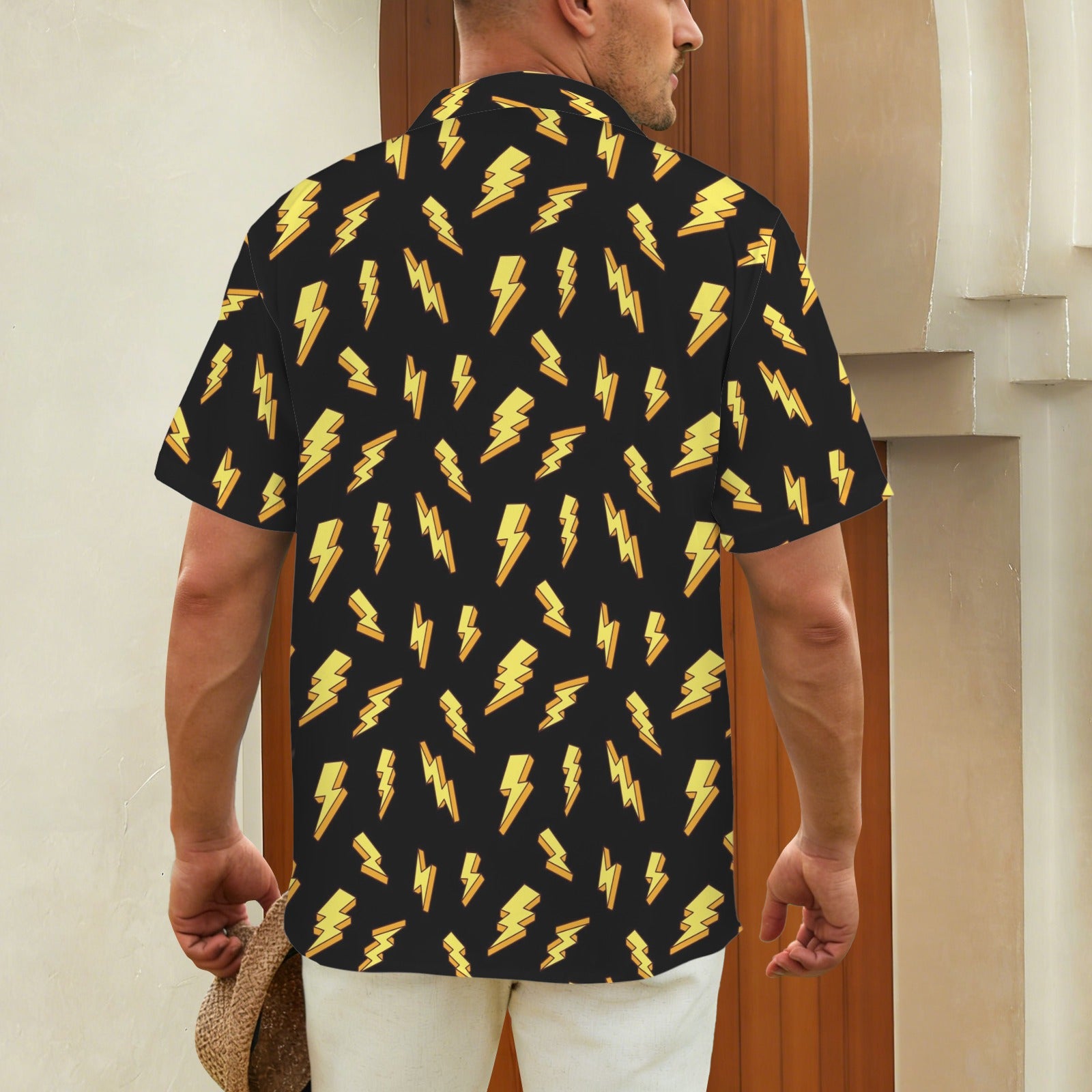 Lightning Bolts Men's Short Sleeve Hawaiian Shirt Men's Hawaiian Shirt (New) comic Printed Offshore