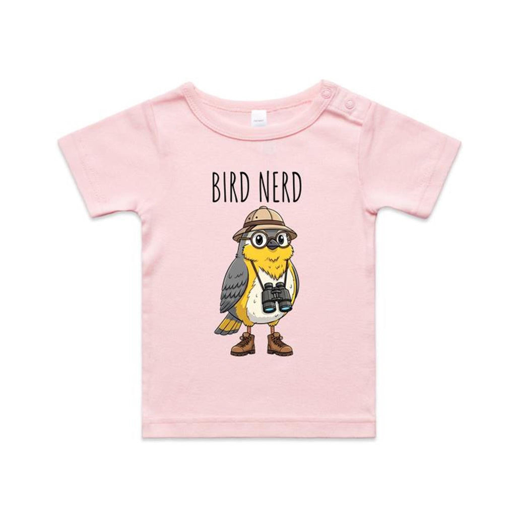 Bird Nerd 2 AS Colour Baby T-shirt Pink Baby T-shirt animal Birds Printed In Australia