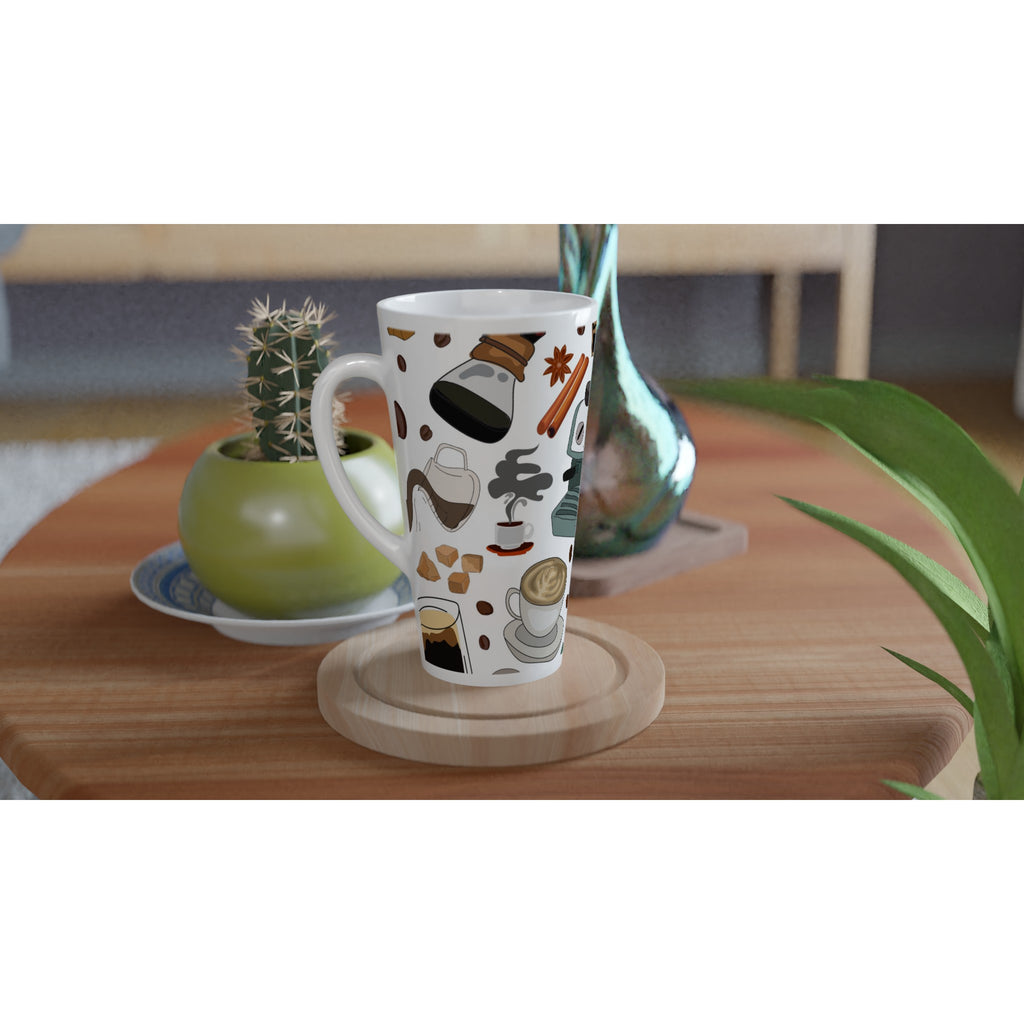 All The Coffee - White Latte 17oz Ceramic Mug Latte Mug Coffee Globally Fulfilled