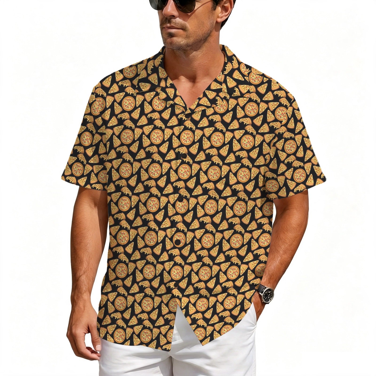 All The Pizza Men's Crinkle Hawaiian Shirt