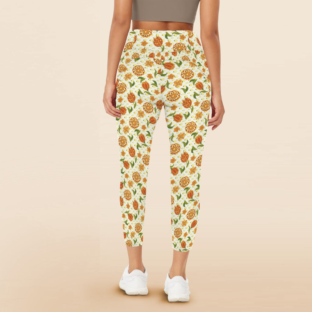 Graphic Floral Women's High Waist Pockets Yoga Leggings