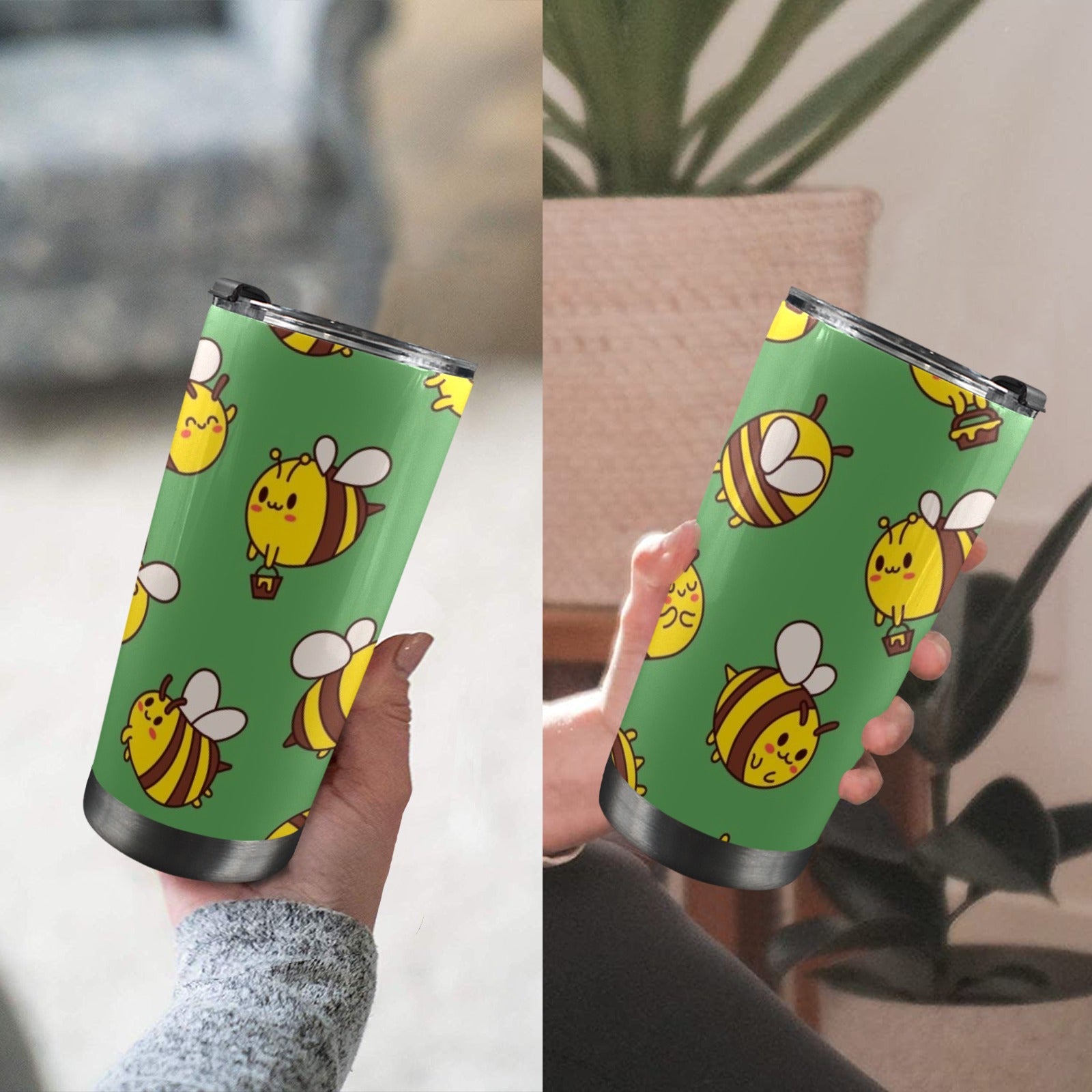 Busy Bees 20oz Mobile Tumbler with Lid (Black Lock) 20oz Travel Mug animal Printed Offshore