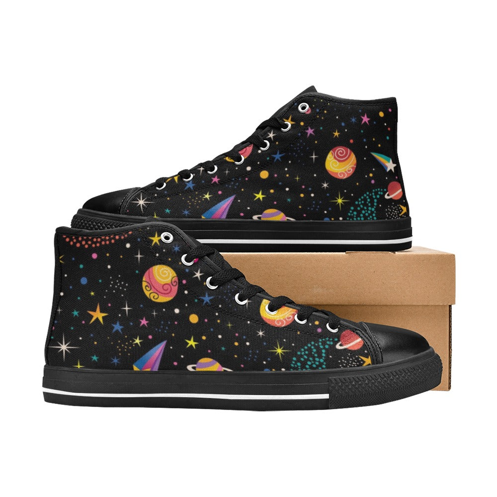 Space - Men's High Top Canvas Shoes
