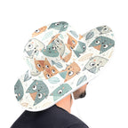 Cute Cat Faces Wide Brim Bucket Hat Wide Brim Bucket Hat animal Printed Offshore