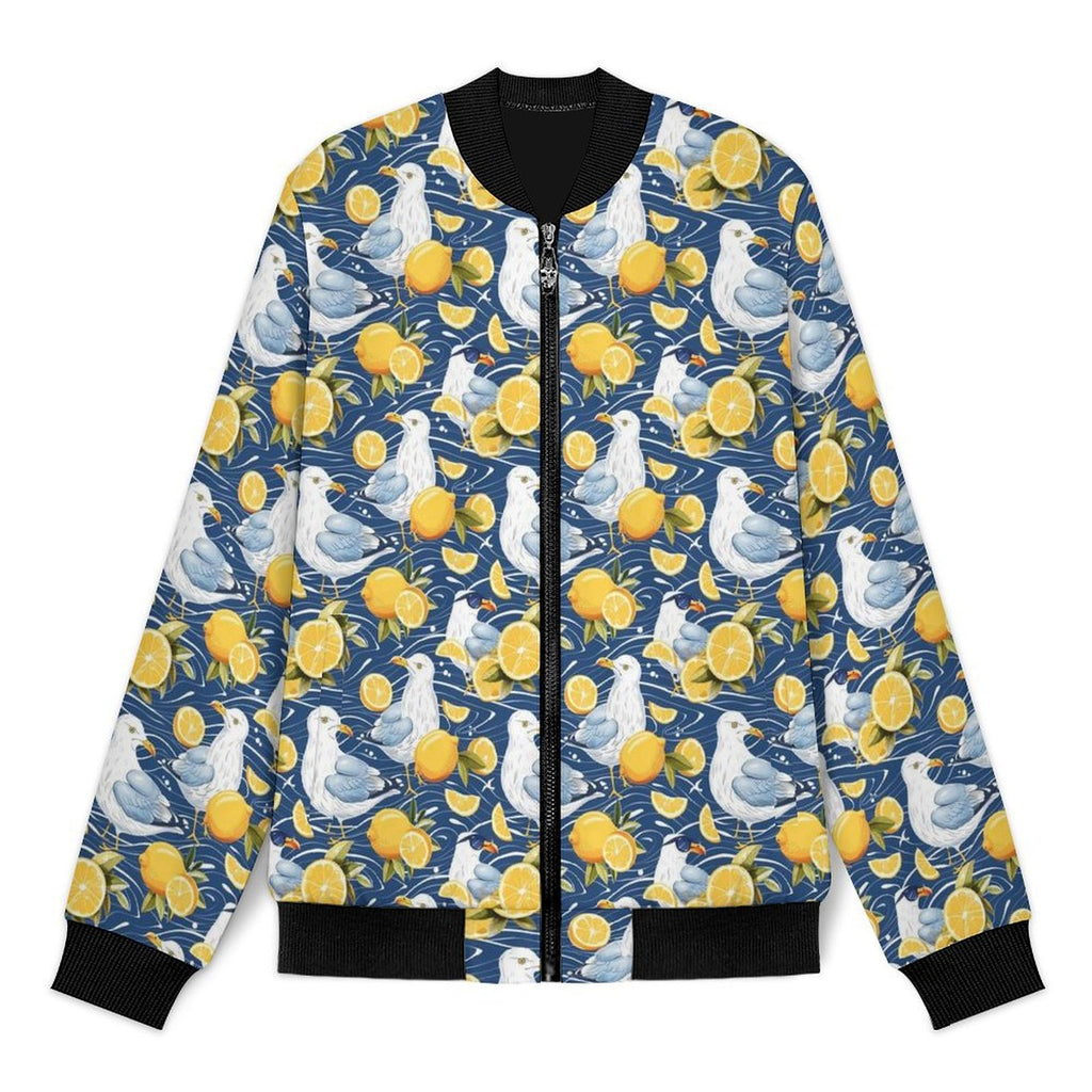Lemon Seagull Men's Casual Zip‑Up Bomber Jacket