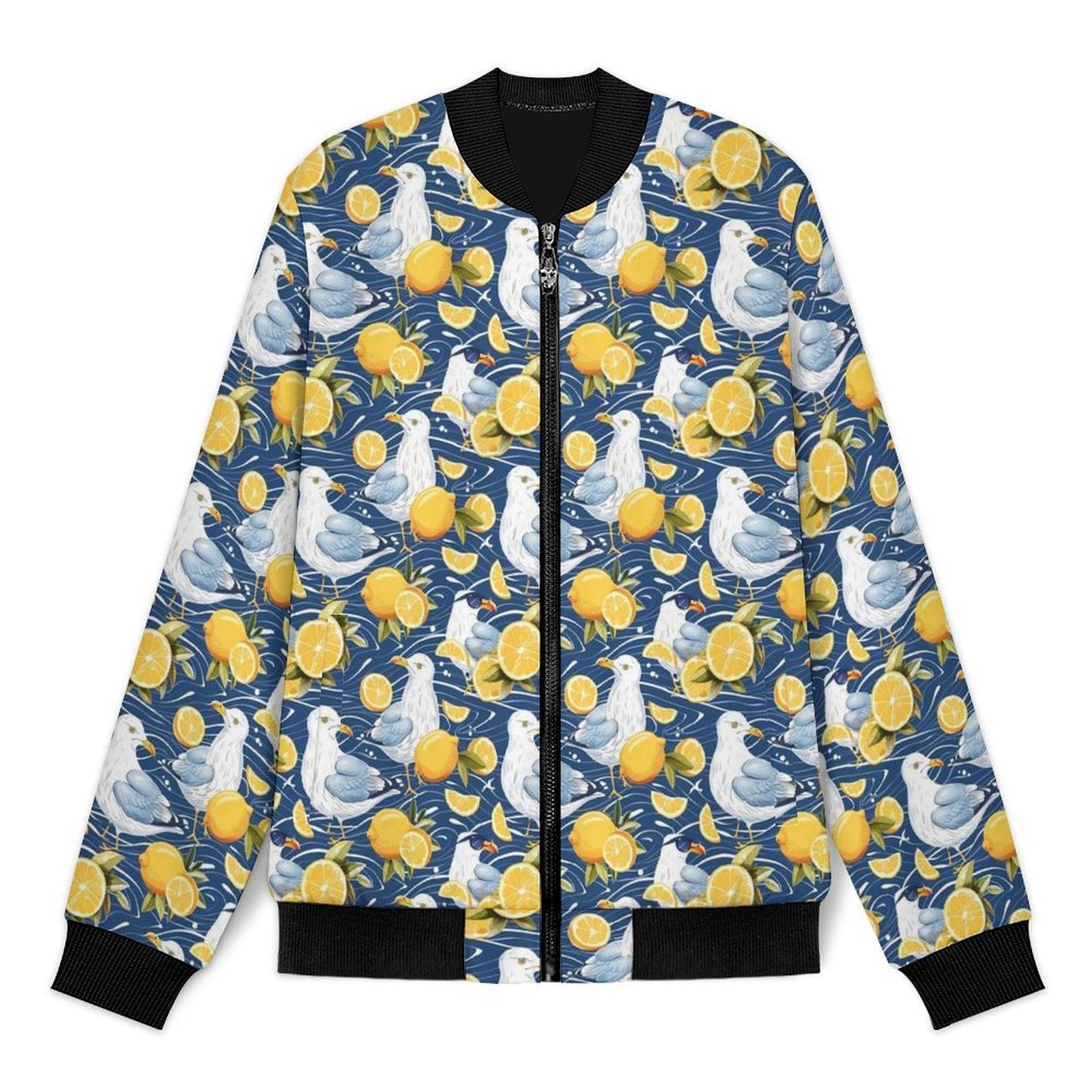 Lemon Seagull Men's Casual Zip‑Up Bomber Jacket