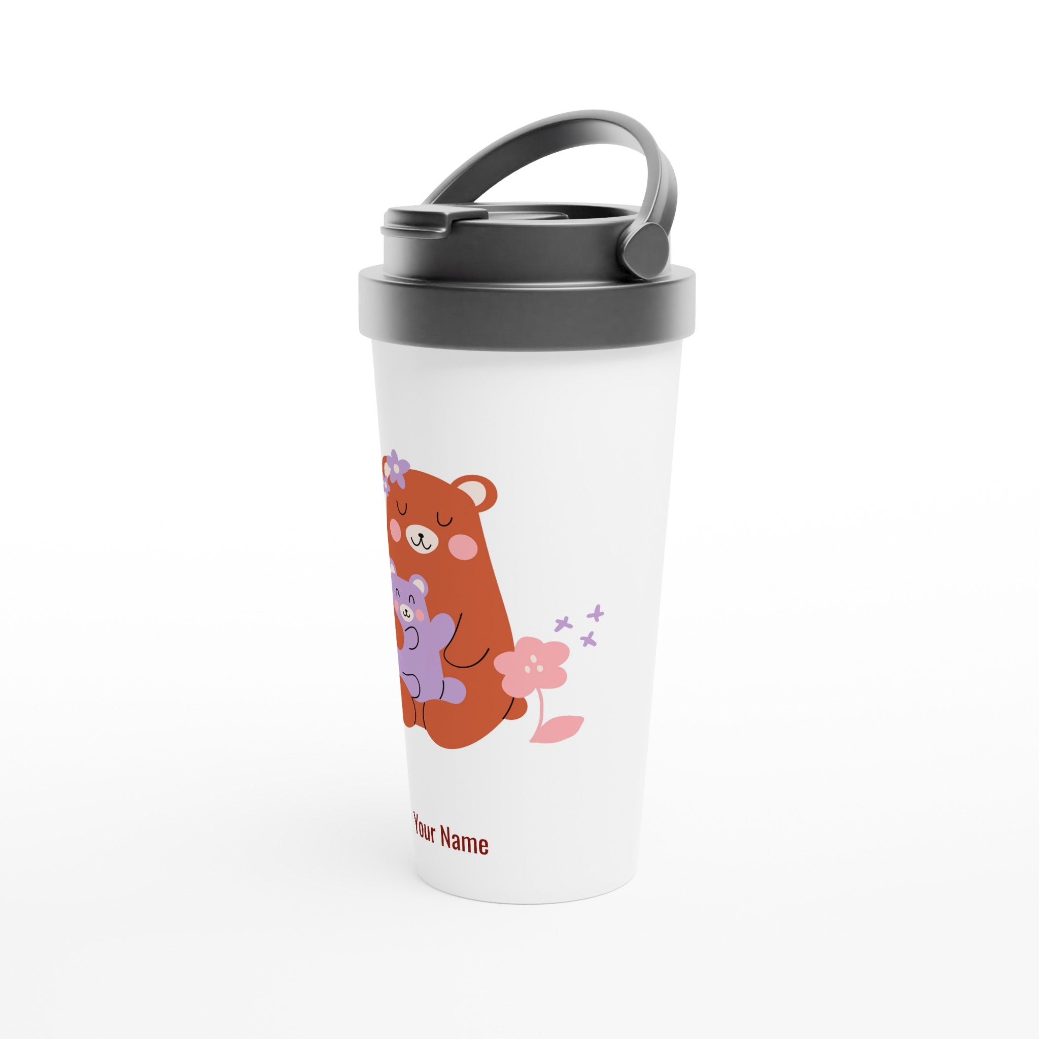 Personalised - Mama Bear - White 15oz Stainless Steel Travel Mug Personalised Travel Mug Globally Fulfilled mum