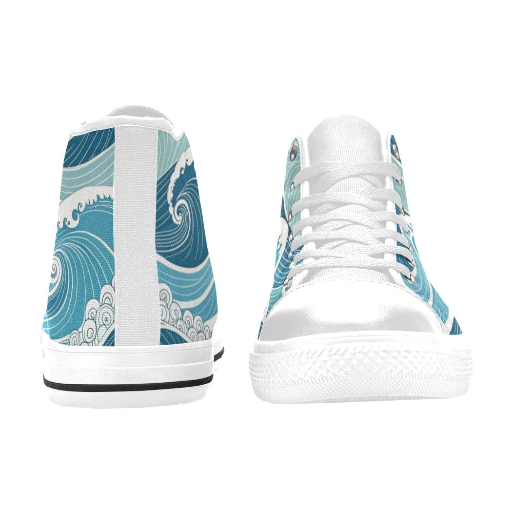 Ocean Waves - Men's High Top Canvas Shoes
