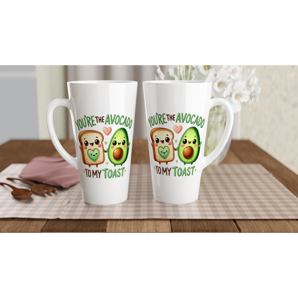 You're The Avocado To My Toast, Valentine - White Latte 17oz Ceramic Mug Latte Mug Food Globally Fulfilled Love