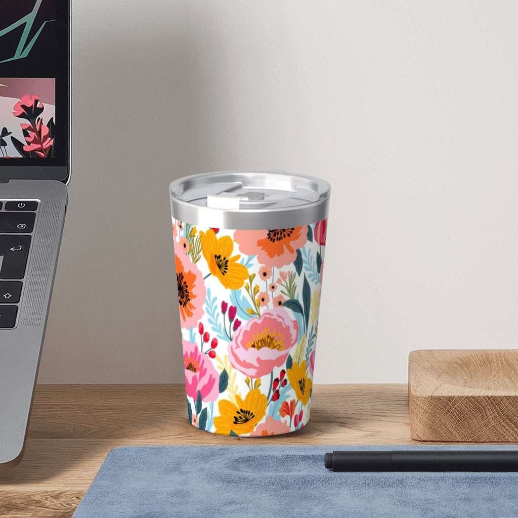 Bright And Colourful Flowers Small Stainless Steel Travel Mug Cup 12oz/350ml