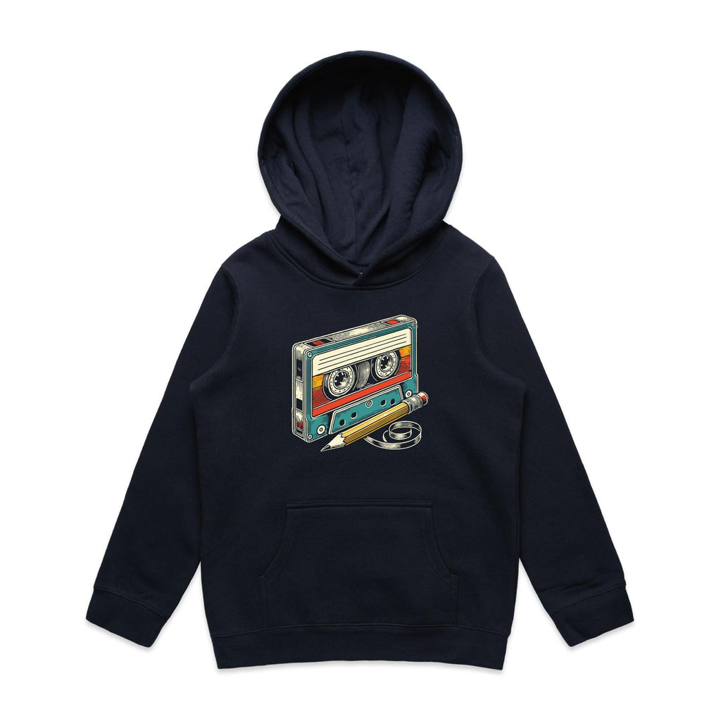 Cassette Tape And Pencil - Kids Hoodie