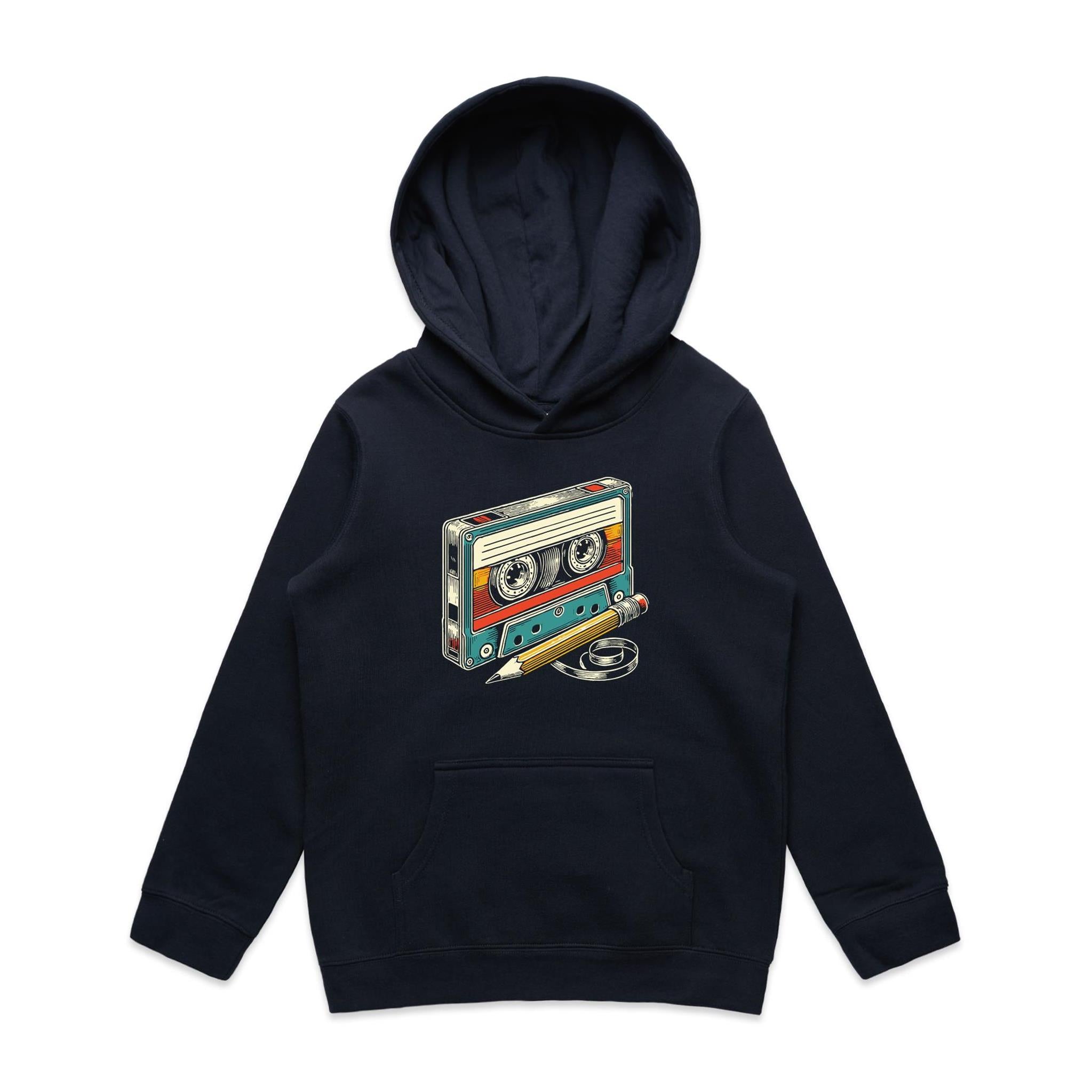 Cassette Tape And Pencil - Kids Hoodie