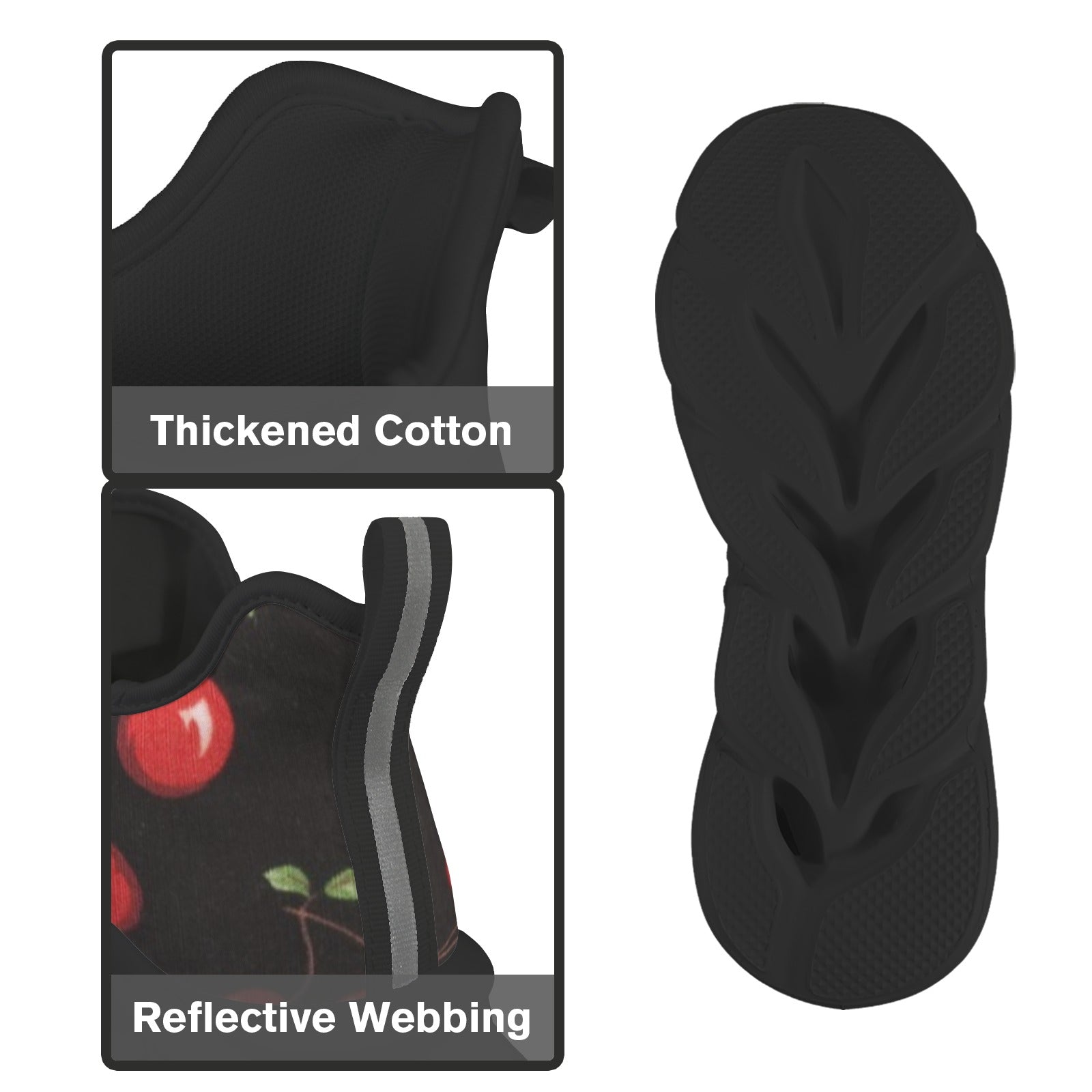 Cherries On Black Women's Twisted Sole Sneakers