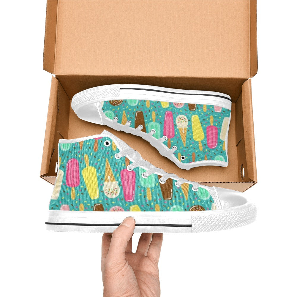 Ice Cream - Kids High Top Canvas Shoes