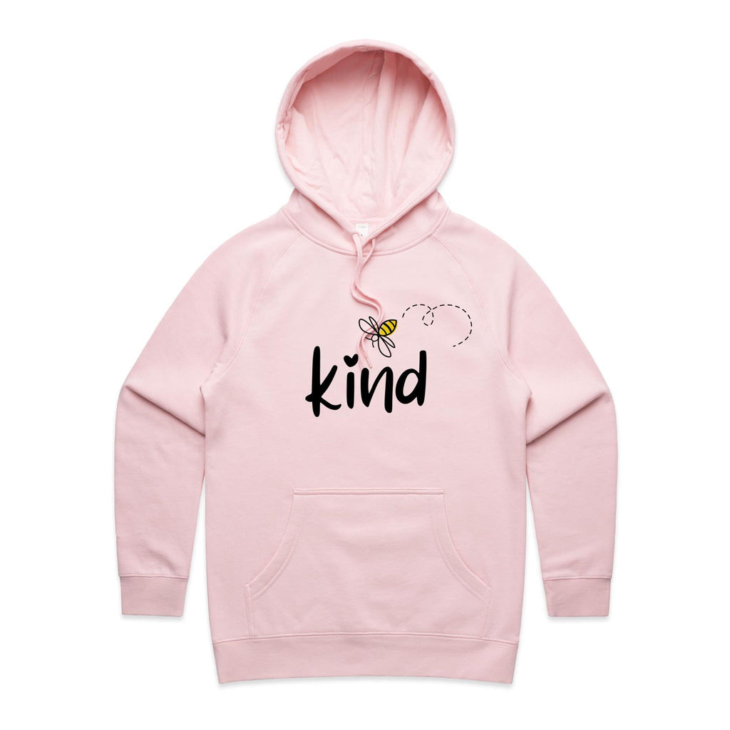 Bee Kind - Womens Hoodie Pink Womens Hoodie Kindness Printed In Australia