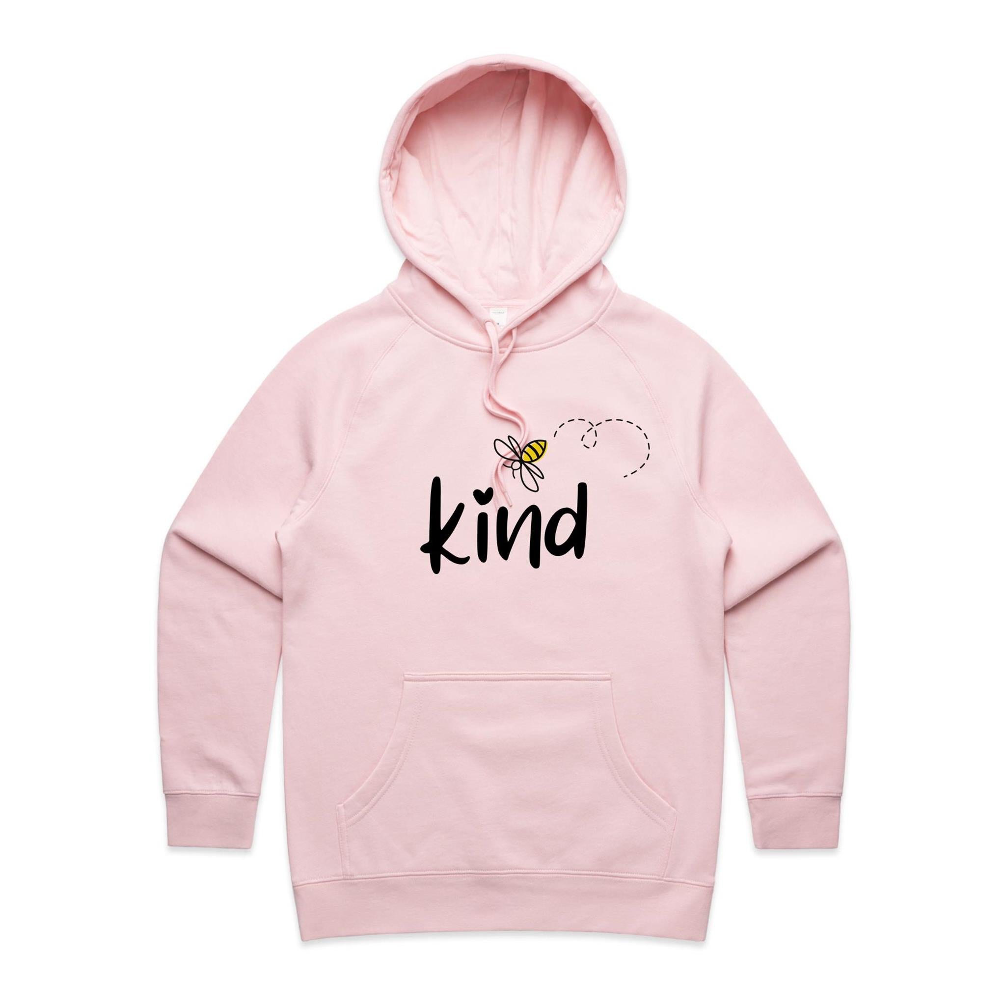 Bee Kind - Womens Hoodie Pink Womens Hoodie Kindness Printed In Australia