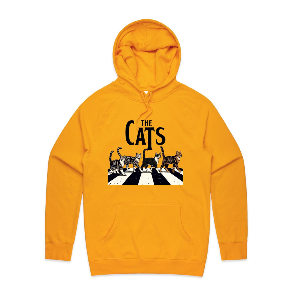 The Cats, Fab Four Crossing The Road - Mens Hoodie Gold Mens Hoodie animal Music Printed In Australia