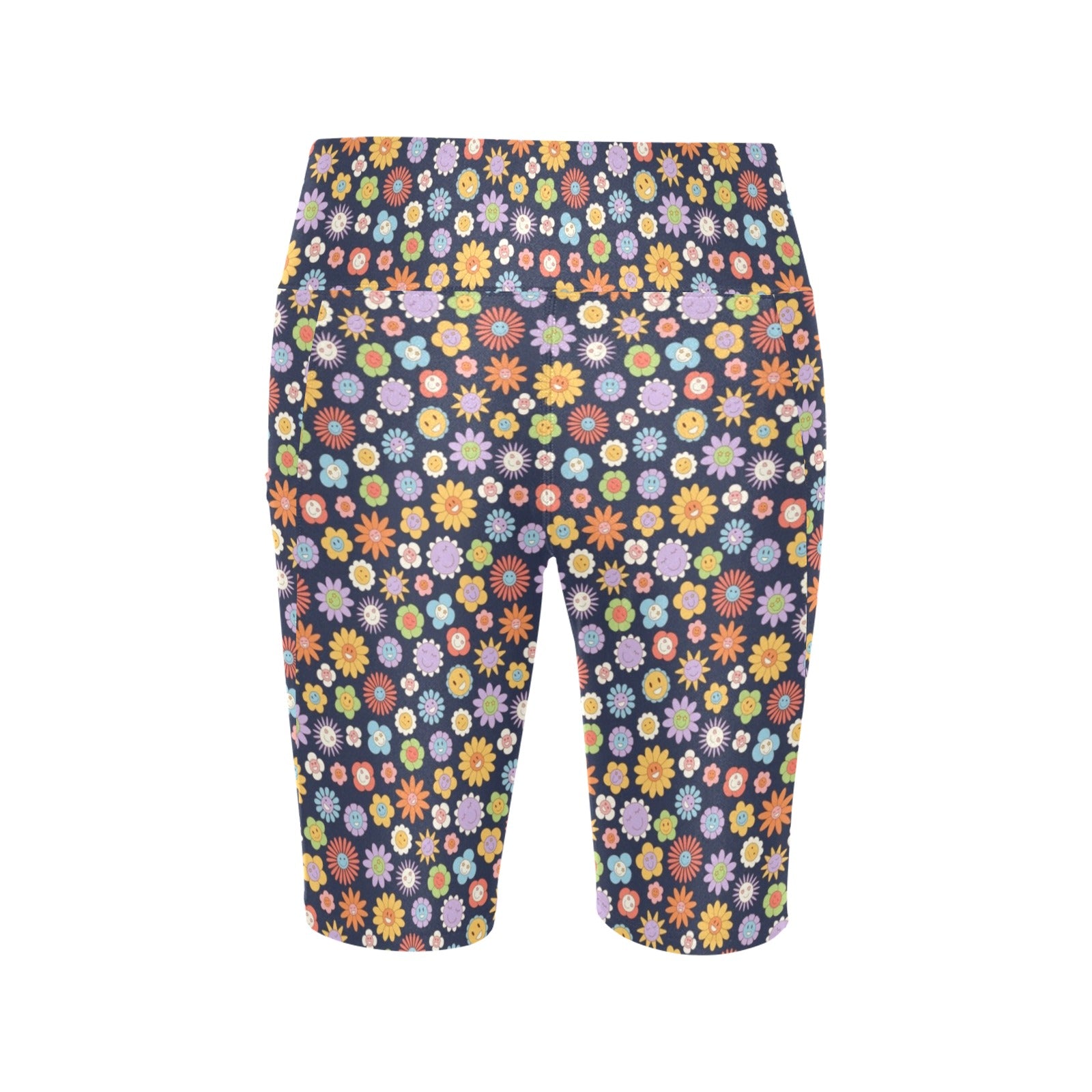 Groovy Flowers Women's Bike Shorts With Side Pockets