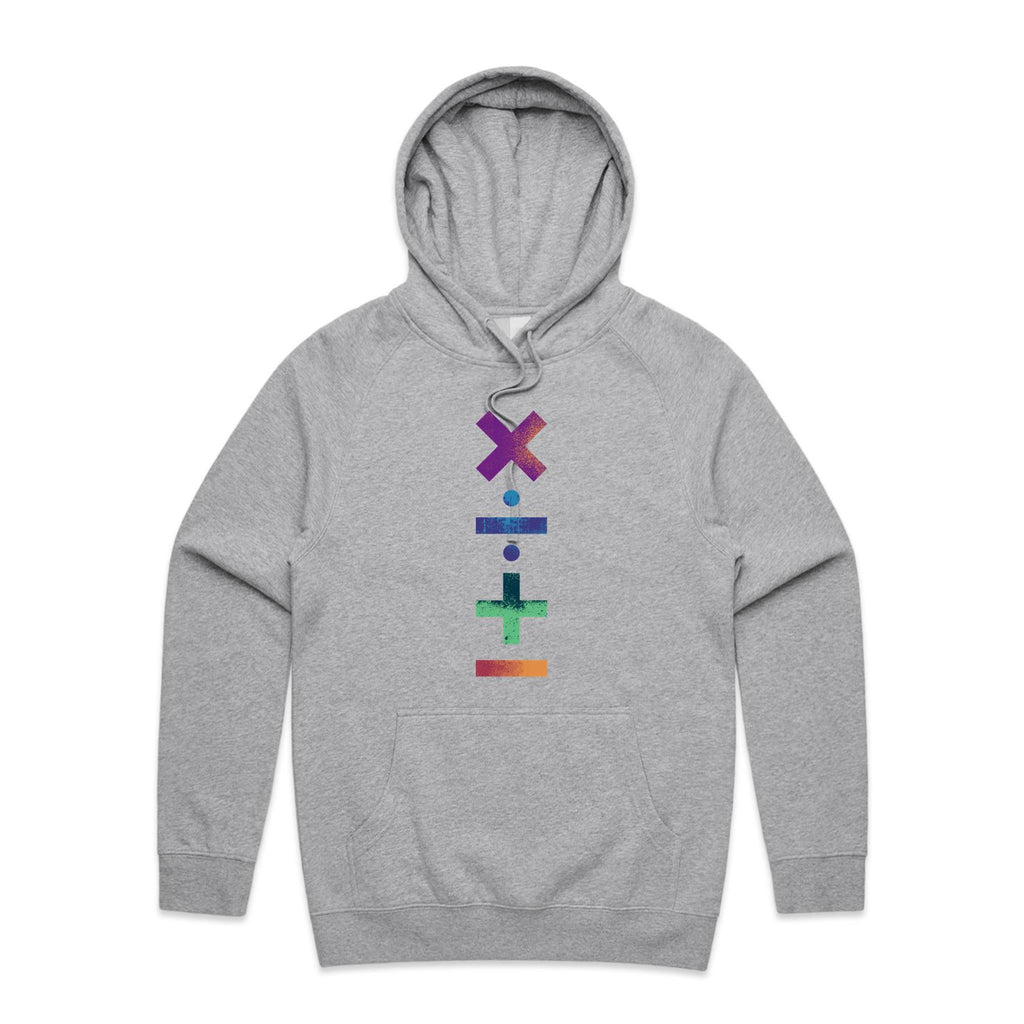 Math Symbols - Mens Hoodie Grey Marle Mens Hoodie Maths Printed In Australia