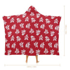 Retro Red Hawaiian Foliage Kids Hooded Blanket 100cm x 130cm Kids Hooded Blanket Plants Printed Offshore Surf