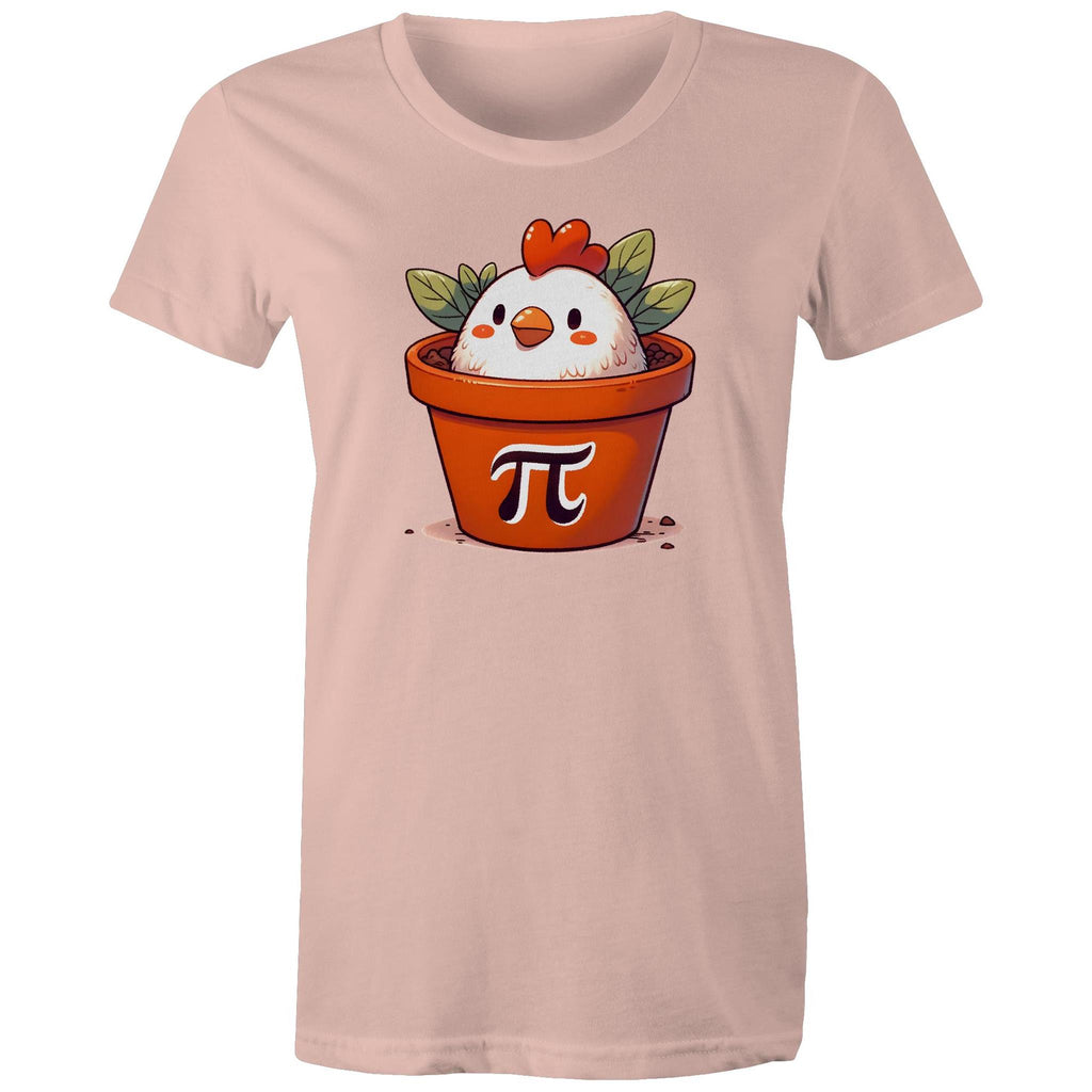 Chicken Pot Pi - Womens T-shirt Pale Pink Womens T-shirt animal Maths Printed In Australia