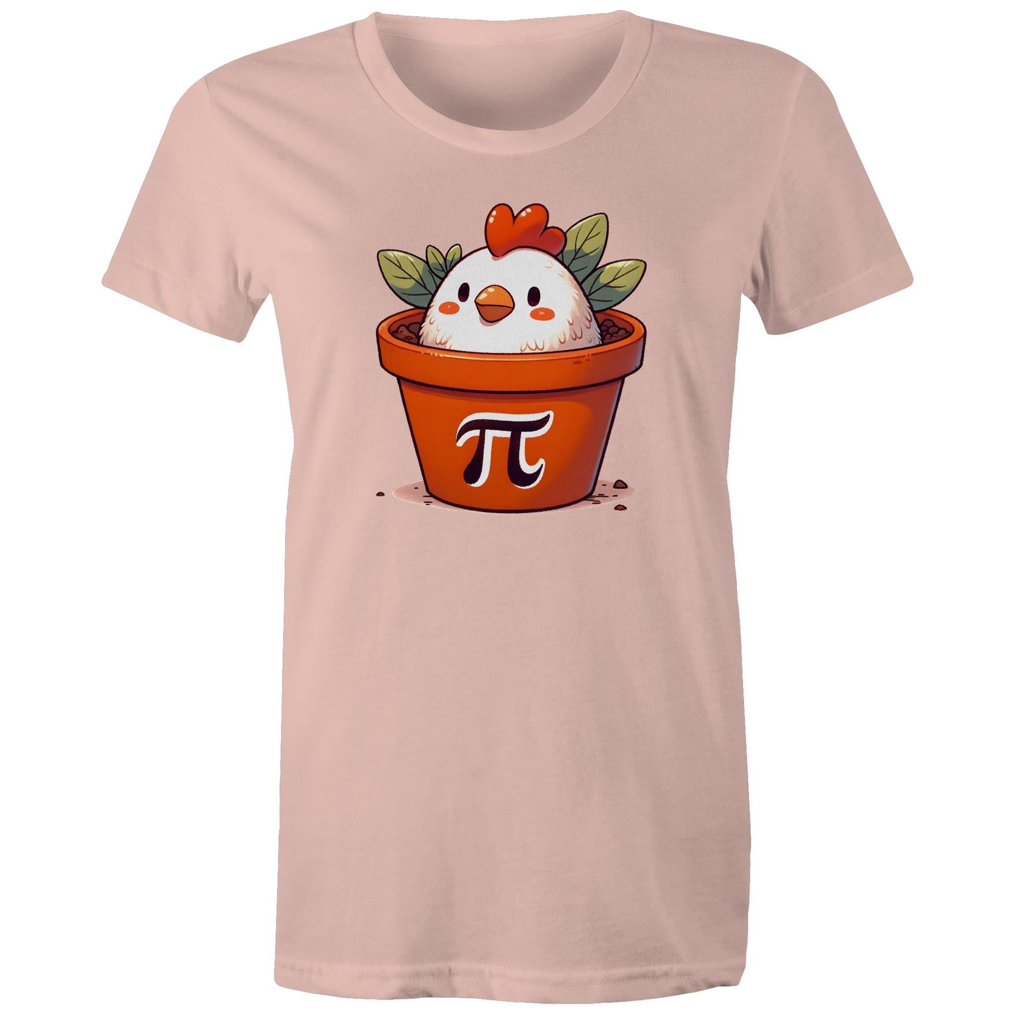 Chicken Pot Pi - Womens T-shirt Pale Pink Womens T-shirt animal Maths Printed In Australia