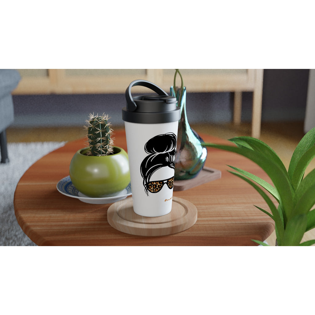 Mum Life - White 15oz Stainless Steel Travel Mug Travel Mug Globally Fulfilled Mum