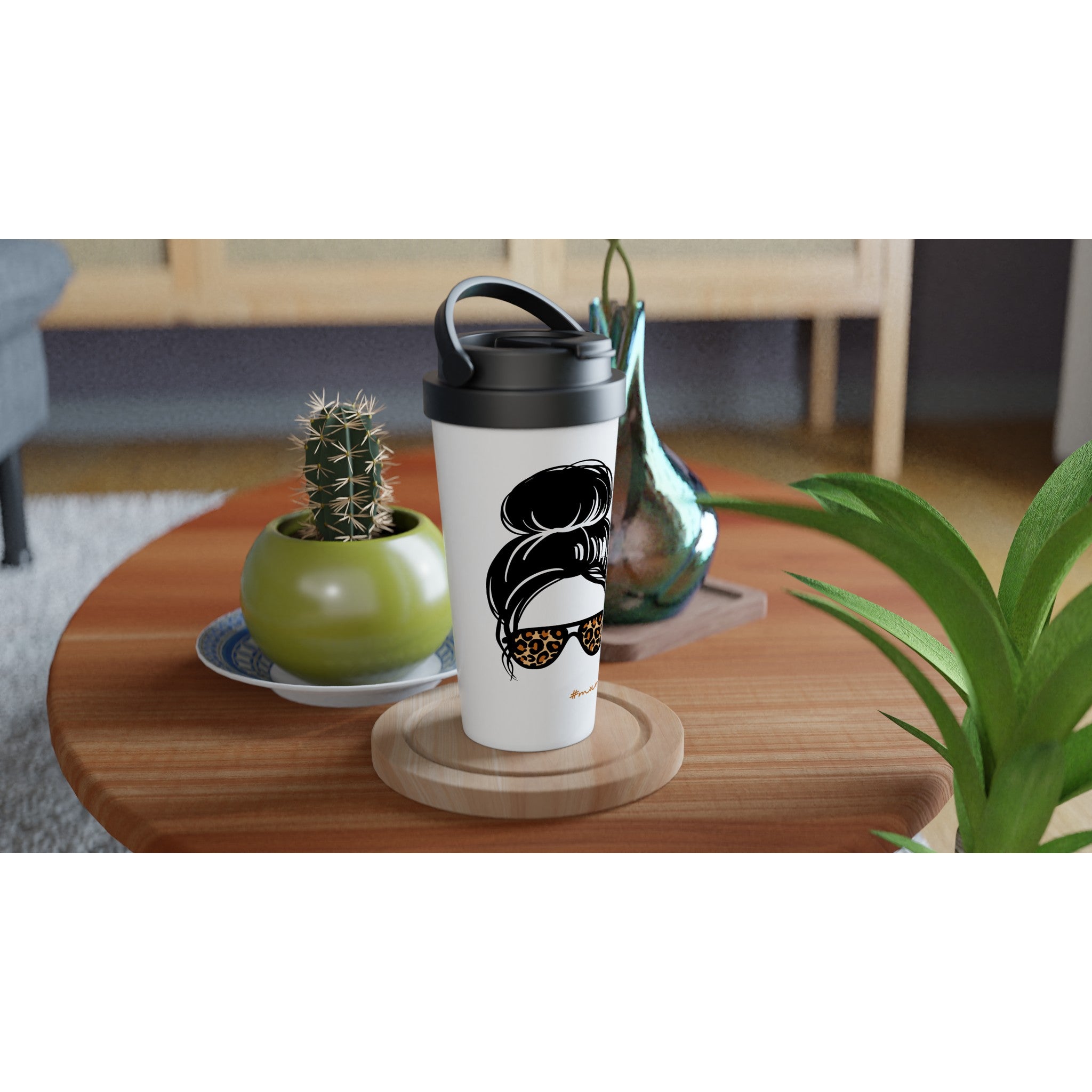 Mum Life - White 15oz Stainless Steel Travel Mug Travel Mug Globally Fulfilled Mum