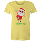 Summer Santa, Hot Hot Hot - Womens T-shirt Yellow Womens Christmas T-shirt Christmas Printed In Australia