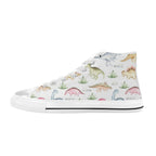 Dinosaur Garden - Kids High Top Canvas Shoes