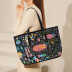 Science Time Blackboard - Leather Tote Bag-Large