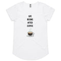 Life Begins After Coffee - Womens Scoop Neck T-Shirt White Womens Scoop Neck T-shirt Coffee Printed In Australia