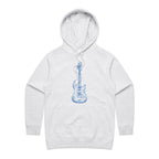 Guitar - Womens Hoodie White Marle Womens Hoodie Music Printed In Australia