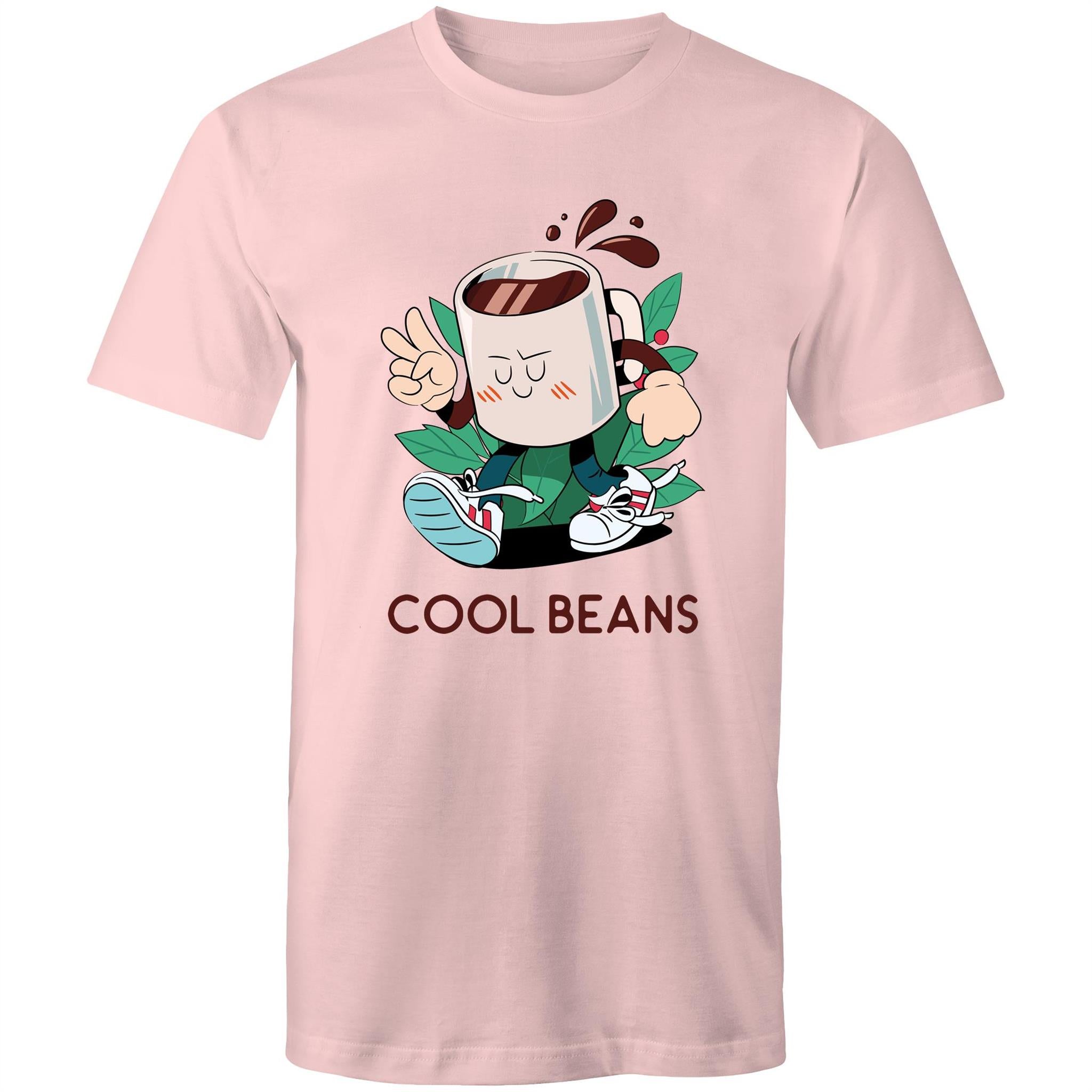 Cool Beans, Coffee - Mens T-Shirt Pink Mens T-shirt Coffee Printed In Australia